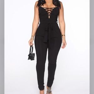 Fashion Nova Ruched Jumpsuit - Black